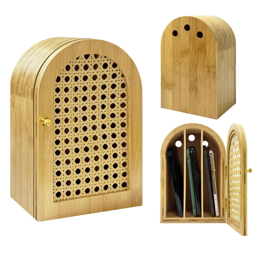 Bamboo Phone Box, Premium Cell Phone Box for Family Time, Charging Holes *READ*